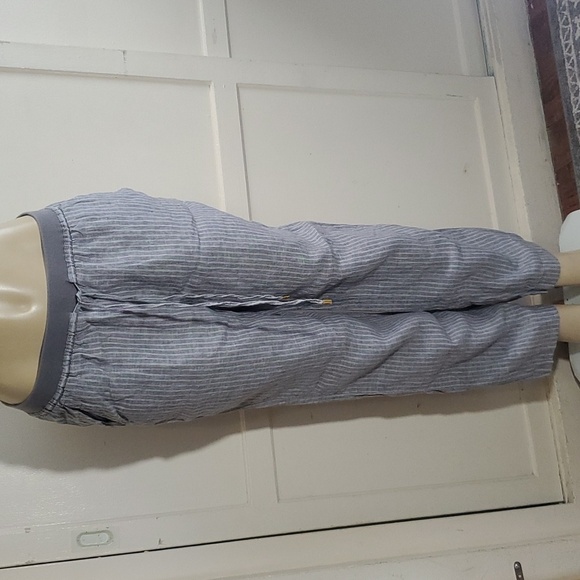 Ellen Tracy 100% Linen Women's Pants Drawstring Gray Striped Size M - Picture 1 of 7